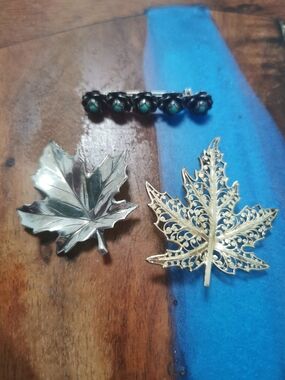 Vintage Birks Sterling Silver Maple Leaf Brooch Bundle Signed BIRKS Canad